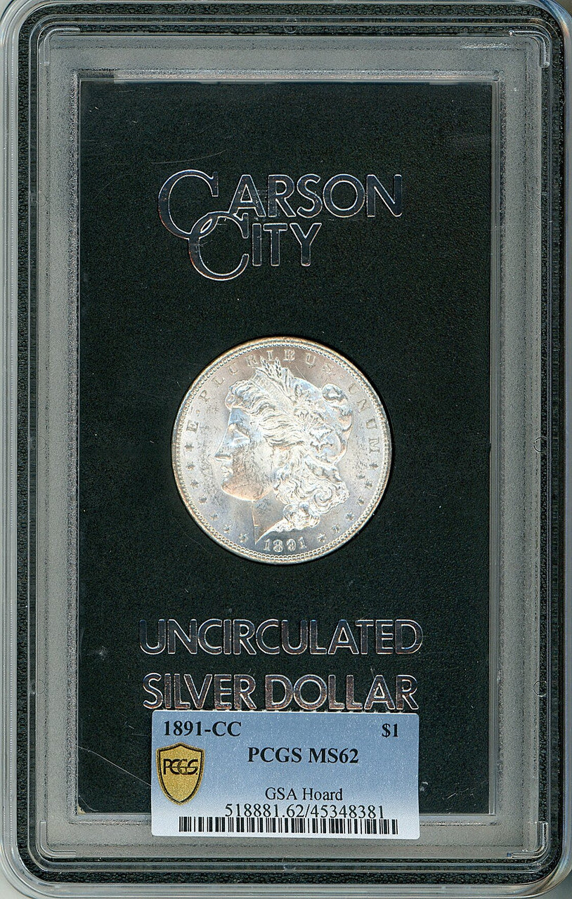 1891-CC $1 GSA Hoard Morgan Dollar PCGS MS62