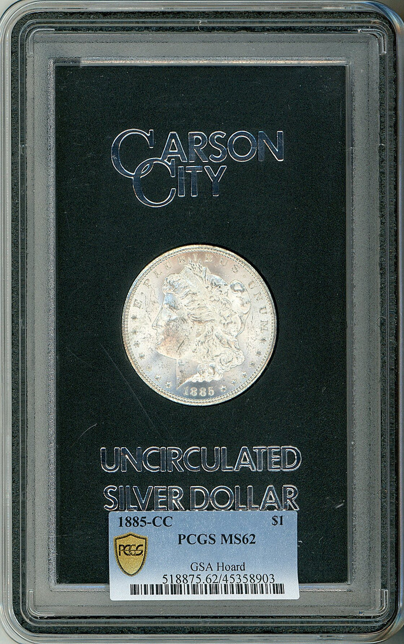 1885-CC $1 GSA Hoard Morgan Dollar PCGS MS62
