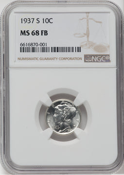 1937-S 10C FB Mercury Dime NGC MS68
