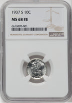 1937-S 10C FB Mercury Dime NGC MS68