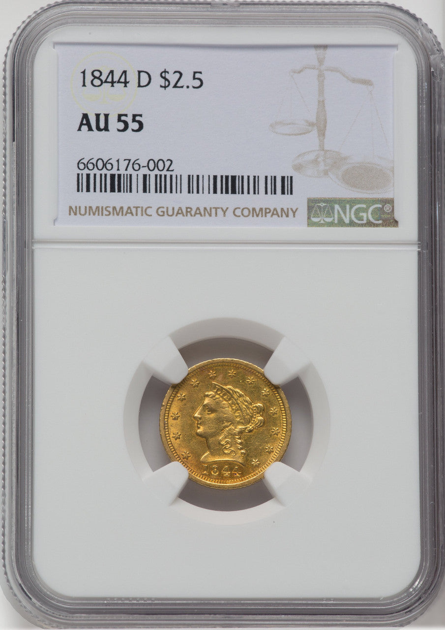 1844-D $2.50 Liberty Quarter Eagle NGC AU55