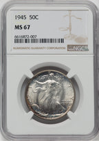 1945 50C Walking Liberty Half Dollar NGC MS67