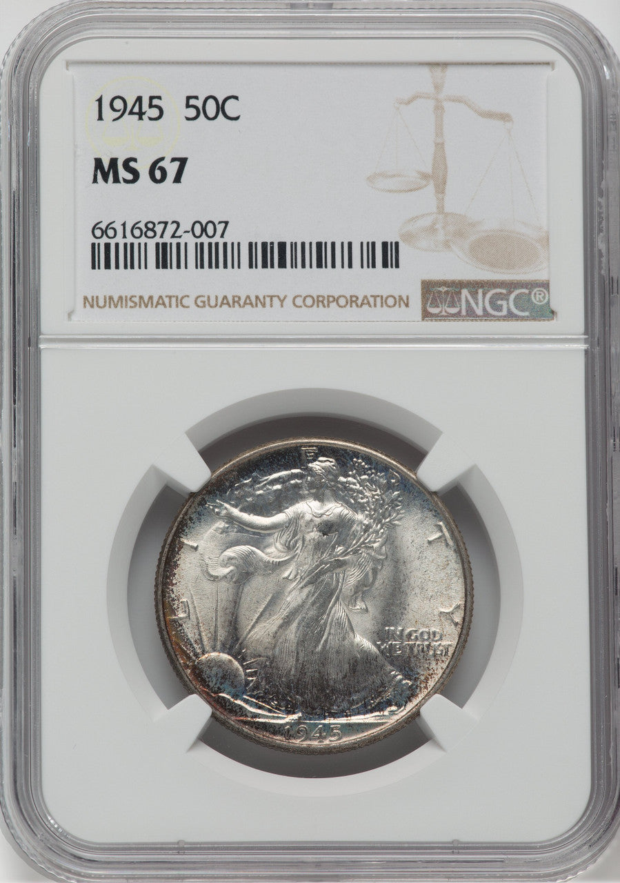 1945 50C Walking Liberty Half Dollar NGC MS67