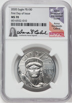 2020 $100 One Ounce Statue of Liberty First Day of Issue NGC MS70 Anna  Cabral Signed