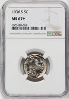 1936-S 5C NGC Plus Buffalo Nickel NGC MS67+