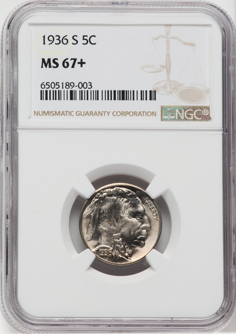1936-S 5C NGC Plus Buffalo Nickel NGC MS67+