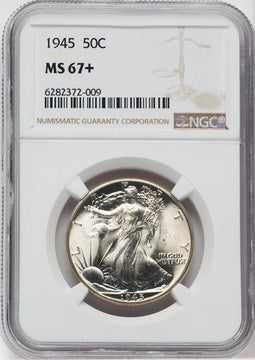 1945 50C Walking Liberty Half Dollar NGC MS67+