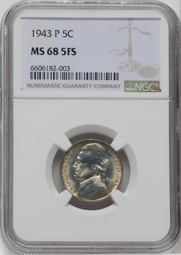 1943-P 5C FS Jefferson Nickel NGC MS68
