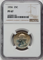 1936 25C Proof Washington Quarter NGC PR67