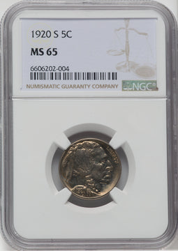 1920-S 5C Buffalo Nickel NGC MS65