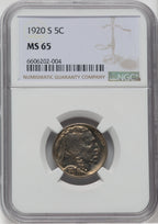 1920-S 5C Buffalo Nickel NGC MS65