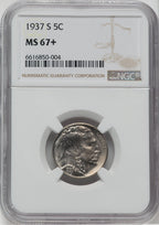 1937-S 5C NGC Plus Buffalo Nickel NGC MS67+