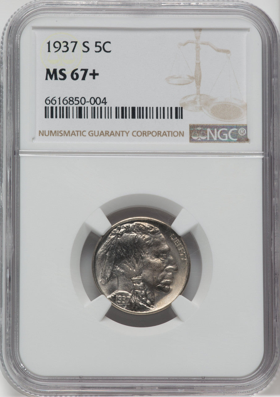 1937-S 5C NGC Plus Buffalo Nickel NGC MS67+
