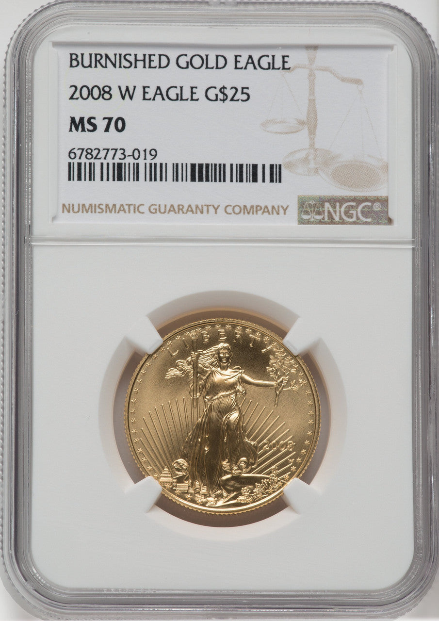 2008-W $25 Half-Ounce Gold Eagle Burnished NGC MS70