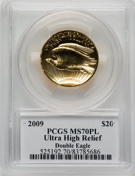 2009 $20 One-Ounce Gold Ultra High Relief Moy Signature PL PCGS MS70