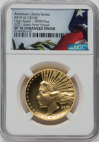 2019-W $100 High Relief NGC SP70 Enhanced Finish