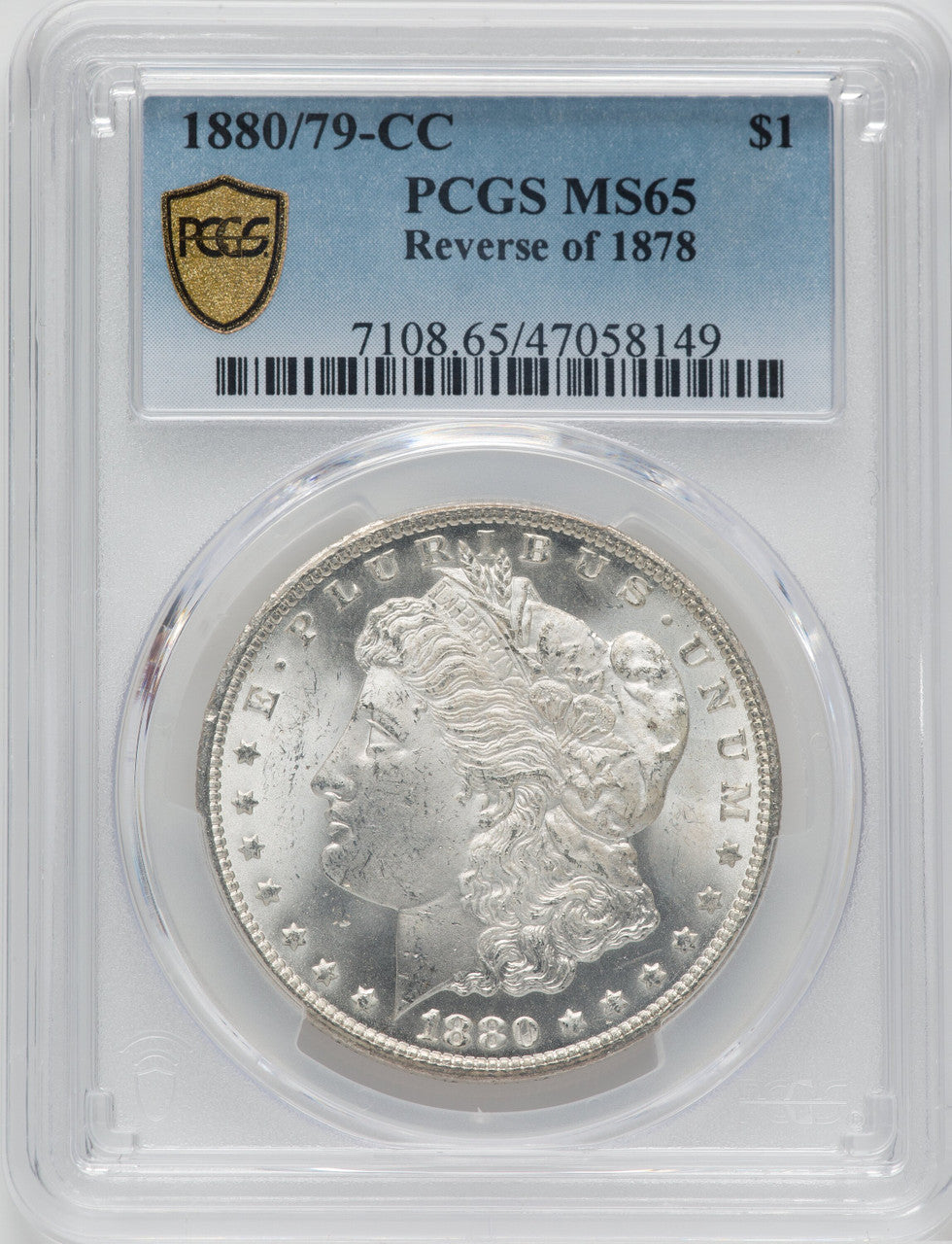 1880-CC $1 Reverse of 1878 Morgan Dollar PCGS MS65
