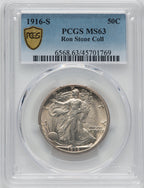 1916-S 50C Walking Liberty Half Dollar PCGS MS63