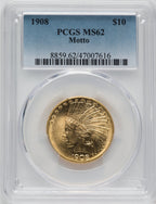 1908 $10 MOTTO Indian Eagle PCGS MS62