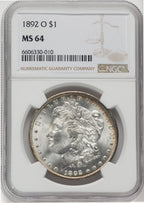 1892-O $1 Morgan Dollar NGC MS64