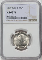 1917 25C Type Two FH Standing Liberty Quarter NGC MS65