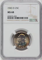 1943-D 25C Washington Quarter NGC MS68