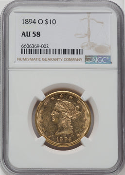1894-O $10 Liberty Eagle NGC AU58