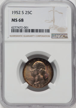 1952-S 25C Washington Quarter NGC MS68