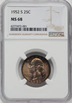 1952-S 25C Washington Quarter NGC MS68