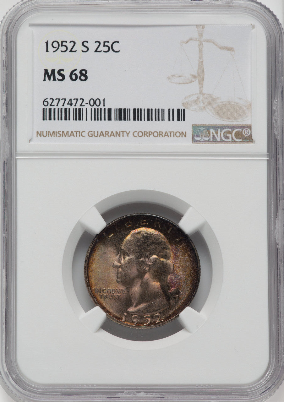 1952-S 25C Washington Quarter NGC MS68