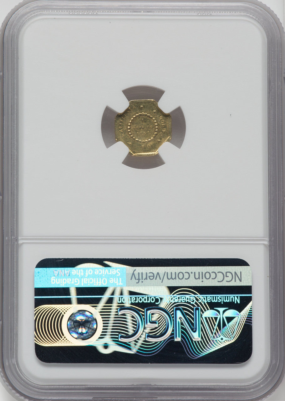 1854 Liberty Octagonal 1 Dollar BG-506 R.7 California Fractional Gold NGC MS63