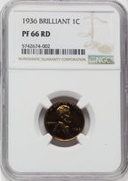 1936 1C TYPE 2 RD Proof Lincoln Cent NGC PR66