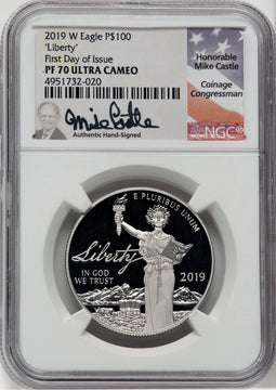 2019-W $100 One-Ounce Platinum Eagle Liberty First Day of Issue NGC PF70