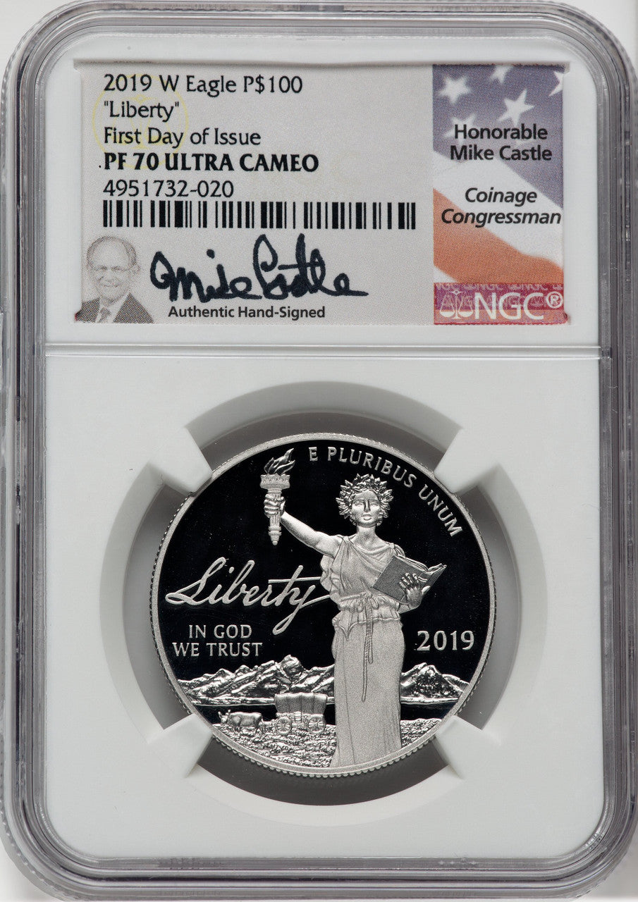 2019-W $100 One-Ounce Platinum Eagle Liberty First Day of Issue NGC PF70