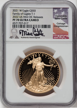 2021-W $50 One Ounce Gold Eagle Type One NGC PF70
