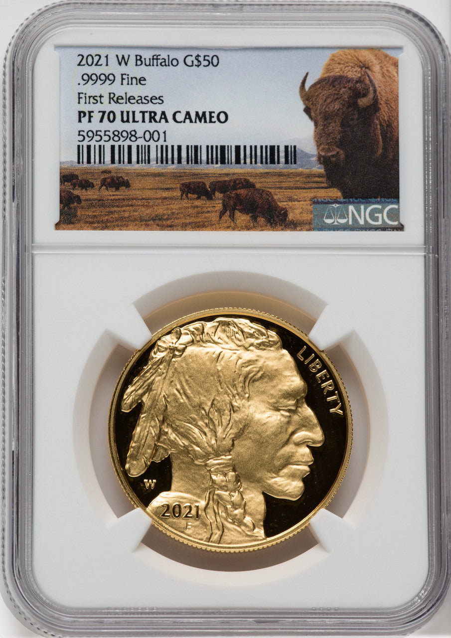 2021-W G$50 Gold Buffalo First Strike DCAM NGC PF70