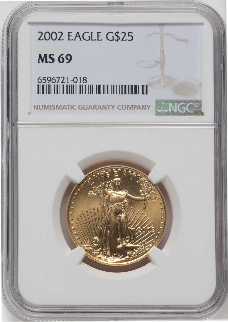 2002 $25 Half-Ounce Gold Eagle NGC MS69