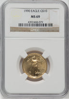 1990 $10 Quarter-Ounce Gold Eagle NGC MS69
