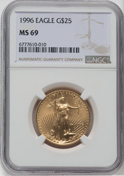 1996 G$25 Half-Ounce Gold Eagle NGC MS69