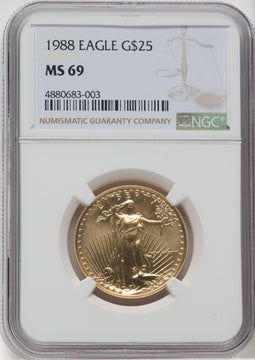 1988 $25 Half-Ounce Gold Eagle NGC MS69