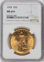 1924 $20 Saint Saint-Gaudens Double Eagle NGC MS65+