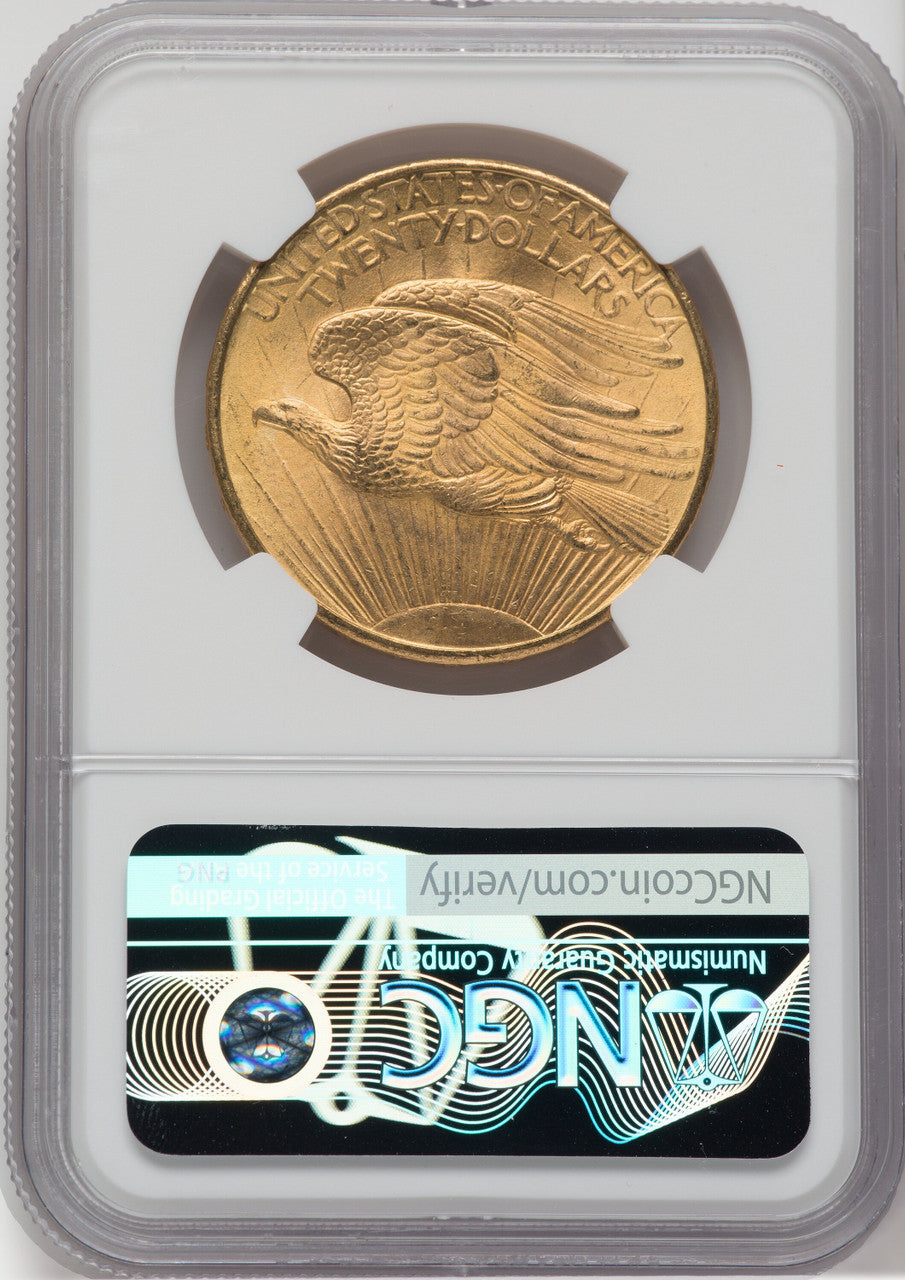 1908 $20 NO MOTTO Saint-Gaudens Double Eagle NGC MS65+