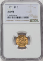 1902 $2.50 Liberty Quarter Eagle NGC MS65