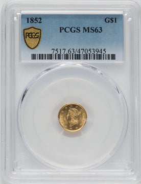 1852 Liberty Head Gold Dollar PCGS MS63