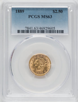 1889 $2.50 Liberty Quarter Eagle PCGS MS63