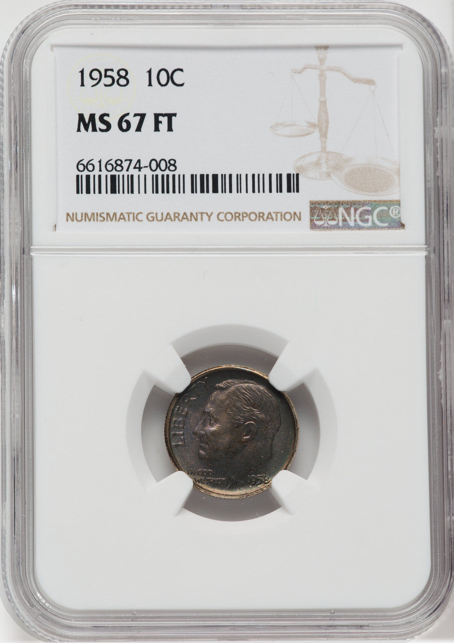 1958 10C FB Roosevelt Dime NGC MS67