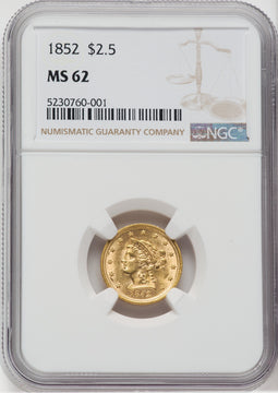 1852 $2.50 Liberty Quarter Eagle NGC MS62