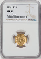 1852 $2.50 Liberty Quarter Eagle NGC MS62