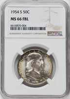 1954-S 50C FL Franklin Half Dollar NGC MS66