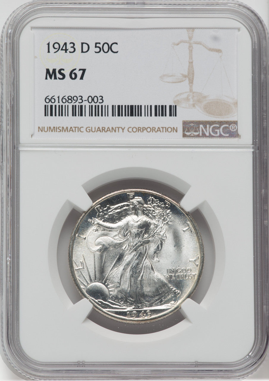 1943-D 50C Walking Liberty Half Dollar NGC MS67
